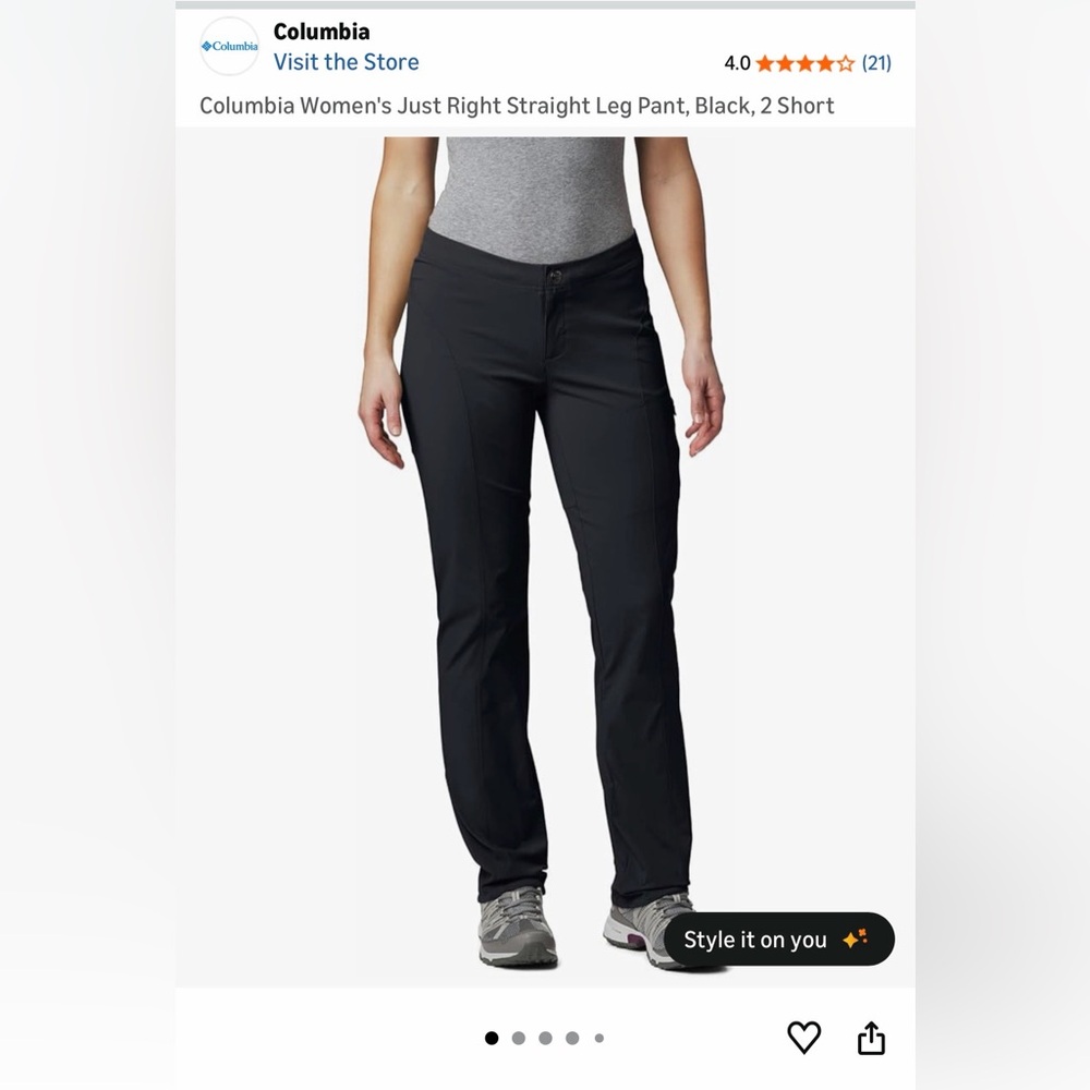 Columbia Women's Just Right Straight Leg Pant, Black Size 2 & Size 4 - Picture 4 of 4